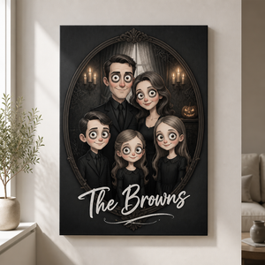 Custom Spooky Family Portrait Canvas — Gothic Cartoon From Your Photo with Family Name - Personalized Canvas 8417a2d7-5476-4841-934f-c03165c81ae1.png