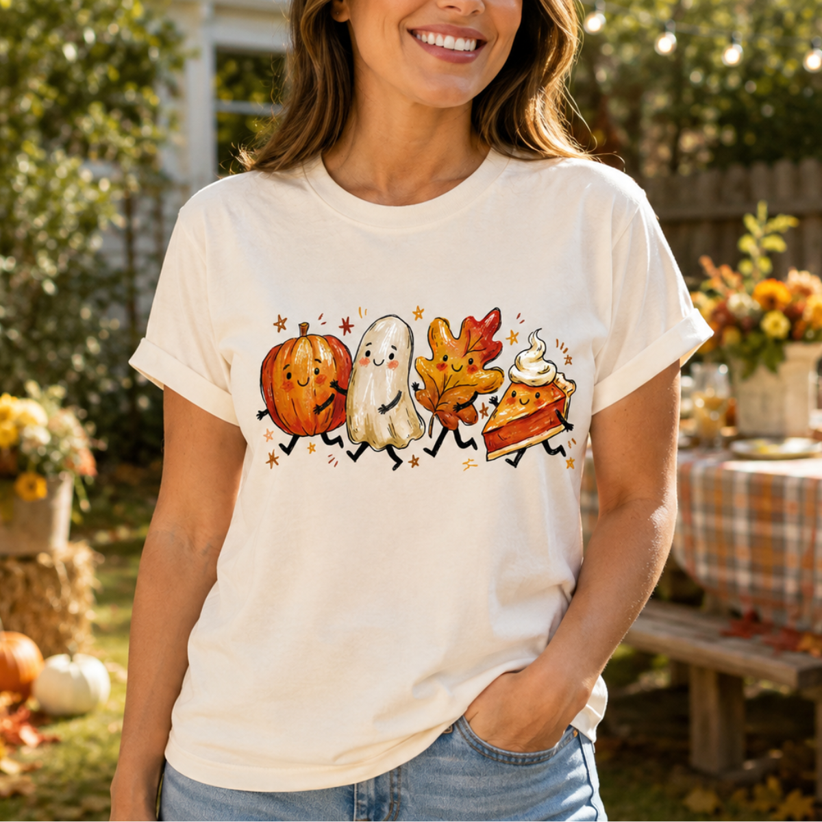 Cute Fall Characters T-Shirt, Pumpkin Ghost Leaf Pie Autumn Tee 842895d4-40b2-4b87-b1a7-8773a3194c58-1.png