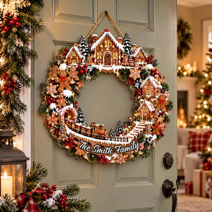 Gingerbread Christmas Wreath - Personalized Gingerbread Christmas Wreath, Candy Cane Holiday Door Wreath, Peppermint Christmas Door Decor 84497c0a-7265-4bb0-9f6a-22c34ab99fe5-SDFESW-6-.webp
