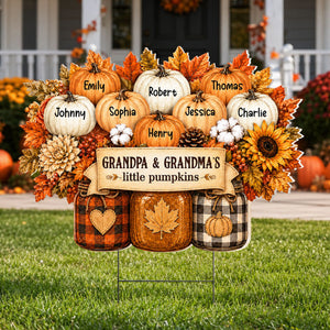 Cozy Warm Fall Season Mason Jars Pumpkins - Personalized Yard Sign - Fall Decor For Grandparents 845b6bde-c68e-4d56-83de-b0cdd21cc63a-1.jpg