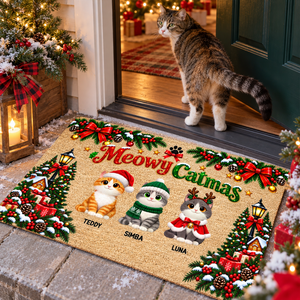Christmas Meowy Catmas Cute Cats - Personalized Doormat - Christmas Gift For Cat Lovers, Christmas Decor 84629f8a-141c-4886-aaba-f2e42182619f-MOCKUP-3.png
