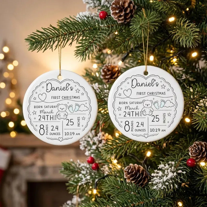 Custom Baby Birth Stats Ceramic Ornament, First Christmas Keepsake, Newborn Name Date Weight Length 846eb915-3367-40d3-9d0e-648b95fad0b5-fgh-4-.webp