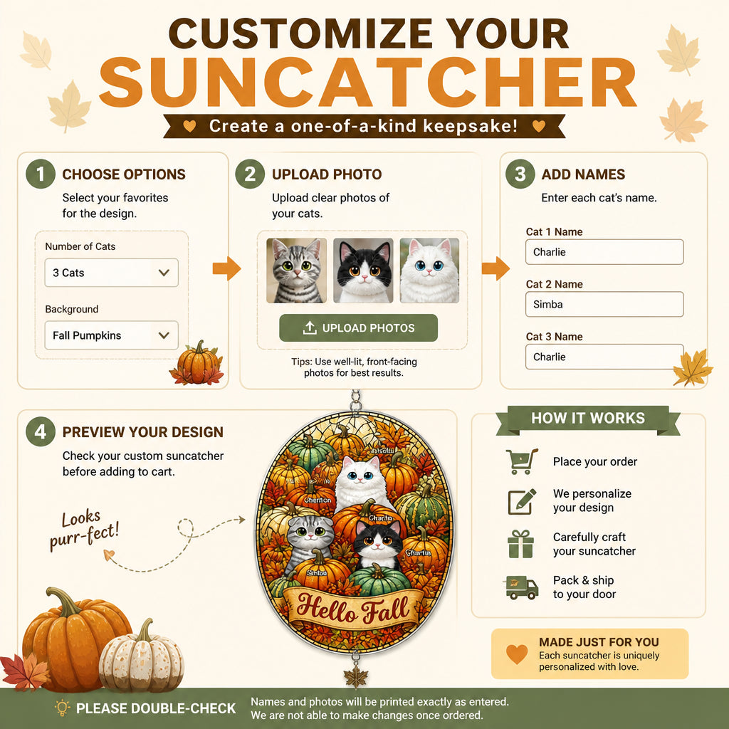 Hello Fall Custom Cat Portrait Garden Flag - Personalized 1 Layered Suncatcher with Charm 84709493-1b87-4ed4-afb1-3928abecfa04.jpg