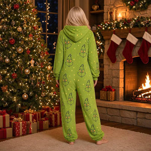 Family Matching Christmas Pajamas, Hooded Fleece Onesie, Green One Piece Pajamas, Holiday Family Matching Sleepwear, Cute Christmas Gift 847ffa03-1cb5-4cde-89af-eb376a22d01c-dfdffdffggf-1-.jpg