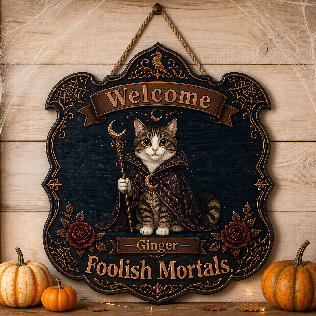 Gothic Pet Sorcerer Welcome Wood Sign – Photo + Name - Personalized Wood Sign 84818cfa-16ce-4dc9-b346-d1b116bf06e0.png