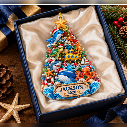 Personalized 3D Ocean Adventure Christmas Tree Ornament 2026 – Dolphin, Shark, Whale & Sea Animals, Custom Name Gift for Kids 8482e734-33fa-4834-8906-7a2ecae8ef79-Jackson_Ocean_03_Gift_Box_1200x1200.png