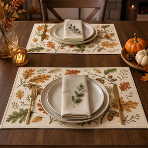 Autumn Leaves Placemats, Oak Leaf Acorn Dining Decor, 18x12 Inch Faux Linen-Look Table Mats, Rustic Fall Decor, Set of 4 or 6 848d643c-a730-4a23-9d3c-3fe643ed6b92-FGH-16-.webp