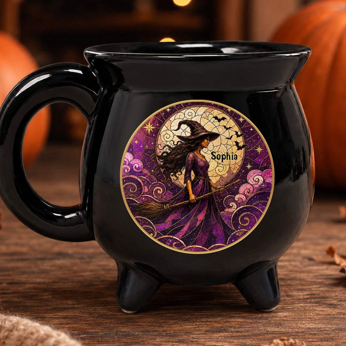 Personalized Witch Cauldron Mug – Stained Glass Moon and Broom Design 8499697c-8e5e-44ca-8b84-7d065503361b-2.jpg
