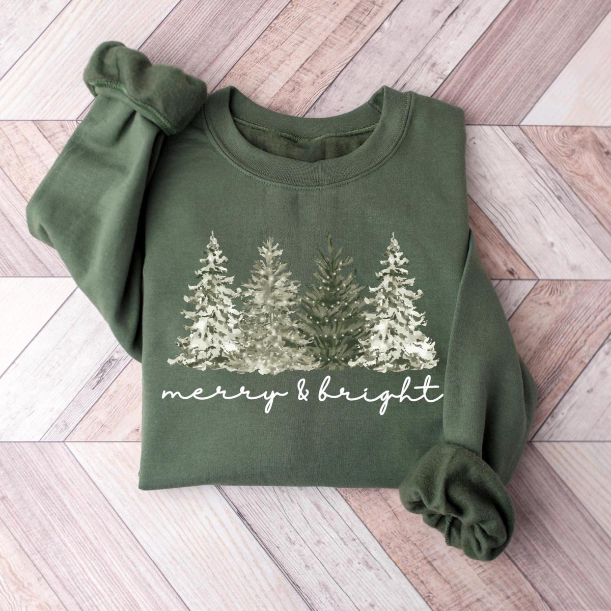 Merry& Bright Christmas Tree Sweatshirt, Womens Festive Holiday Sweater, Cute Family Xmas Gift 84a0920e-ad81-4c5e-9b47-42179fa43254-banner-1.jpg