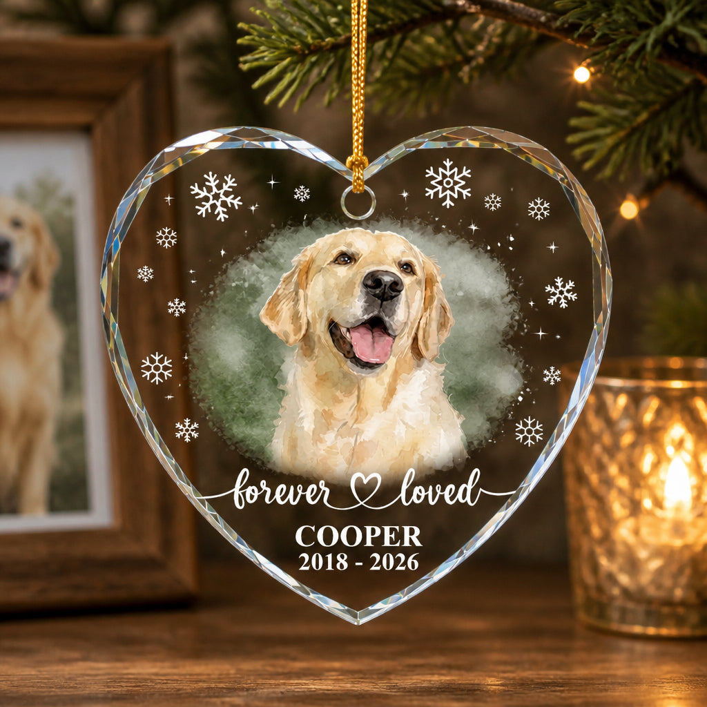 Forever Loved Pet Memorial Crystal Ornament — Photo, Name & Years - Personalized Crystal Ornament 84a4eb6a-2b1a-4e30-9cab-35d5febf5d81.jpg