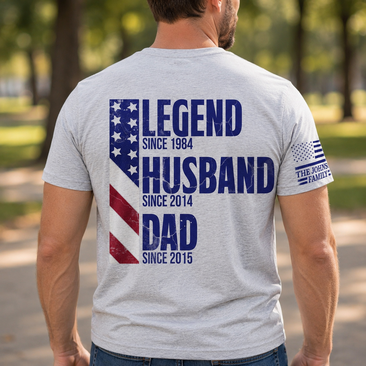 Custom Legend Husband Dad Grandpa T-Shirt Now with Personalized Sleeve Print