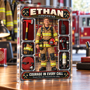 Personalized Firefighter Acrylic Block – Custom Photo & Name Fireman Figure, Fire Station Decor & Firefighter Appreciation Gift 84c87bf1-443e-4951-82ee-643e9a436141-Acrylic-firefighter-tribute-plaque-on-desk-4.png
