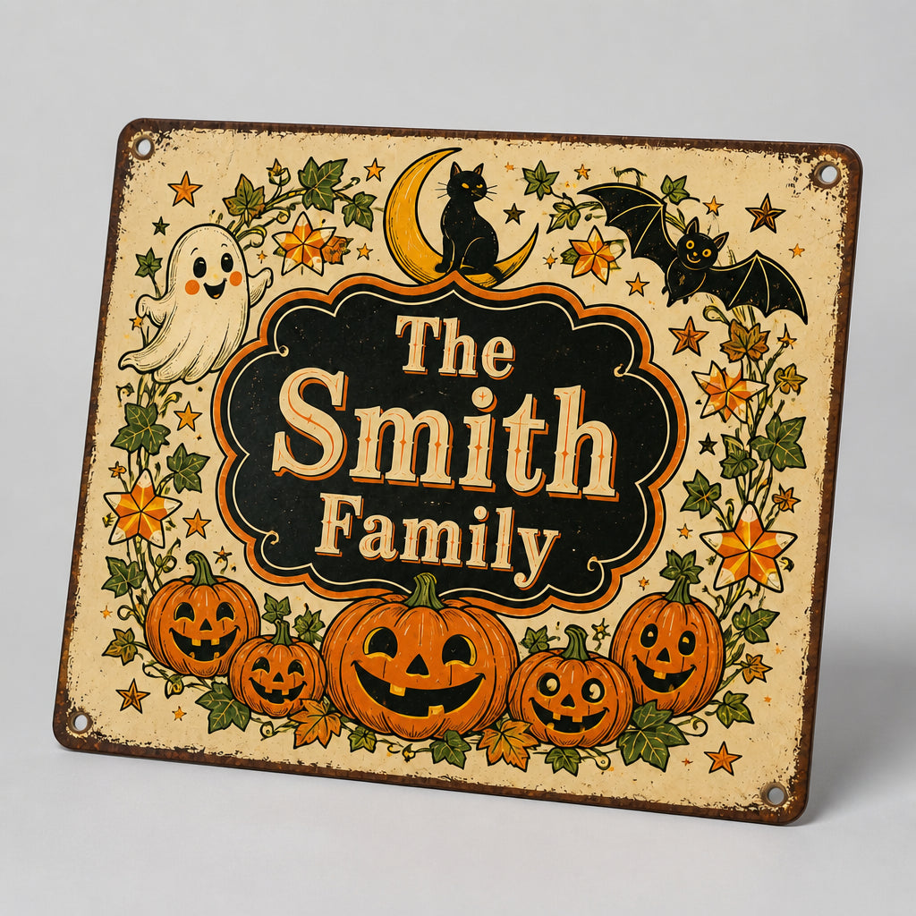 Vintage Halloween Family Name Wreath Sign - Personalized Metal Sign 851321dc-dcae-447f-bbce-65271debf3b2.jpg