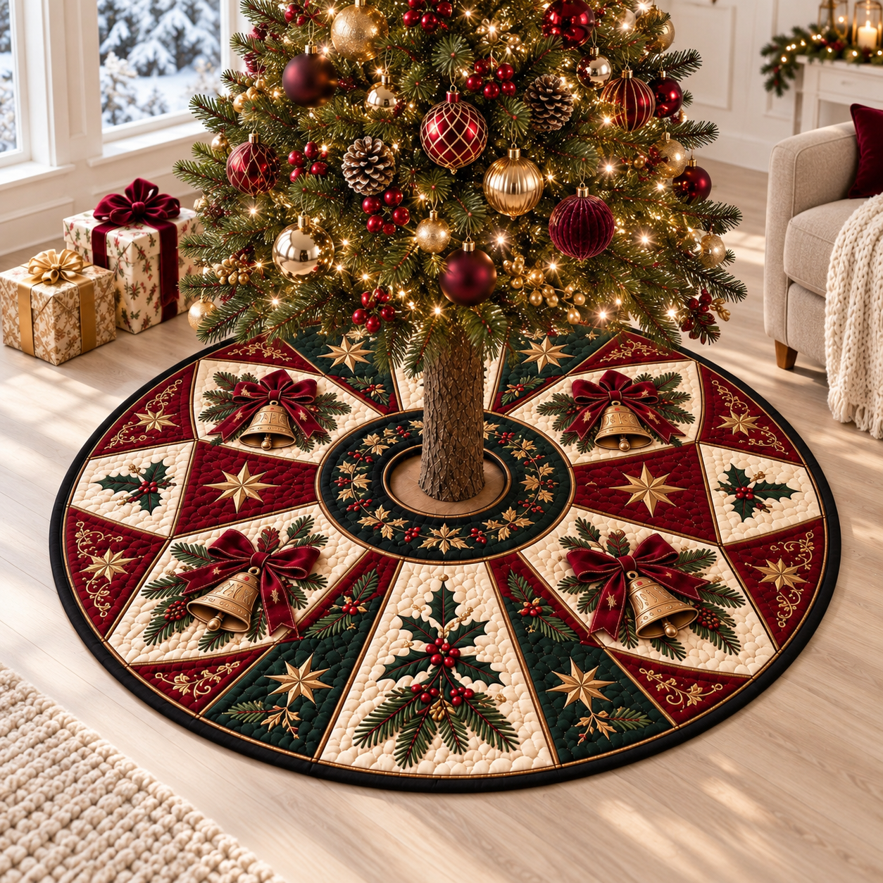 Vintage Nutcracker Quilted Christmas Tree Skirt, Red Bow Holly Round Mat, Farmhouse Holiday Decor 85215d62-6935-4644-8fd1-6cddc1f32172-banner-1.png