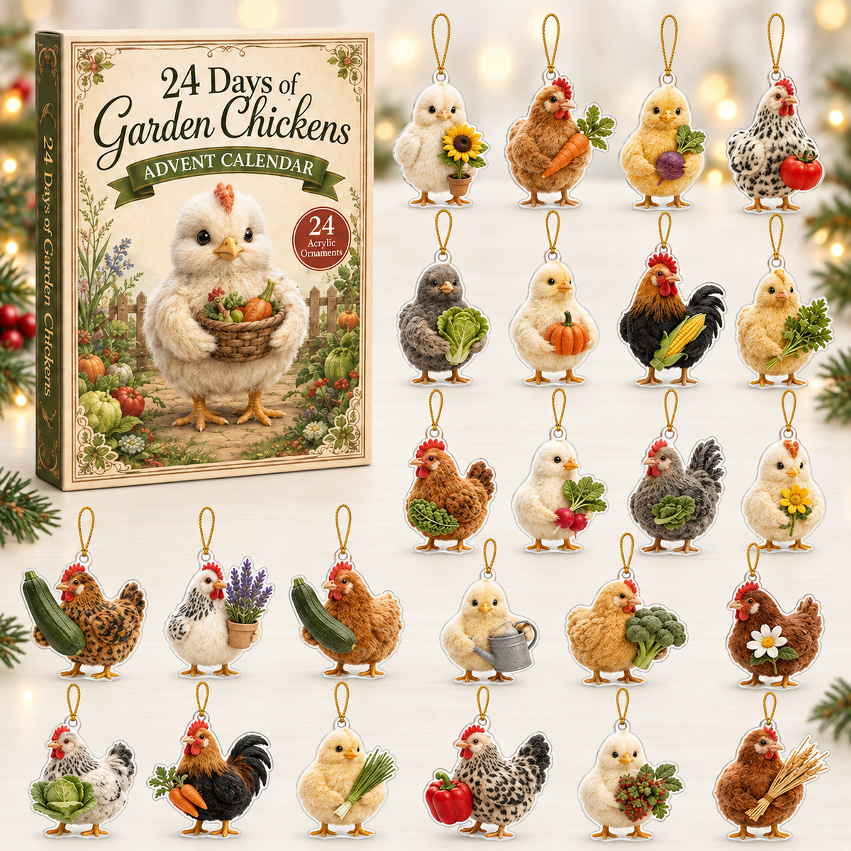 Garden Chicken Advent Calendar 2026 - 24-Day Festive Countdown, Acrylic Charms Blind Box - Gift For Farmhouse Lovers 85524994-a185-4f0f-8a06-9b7083e3ef3c-chicken-box-charms.png