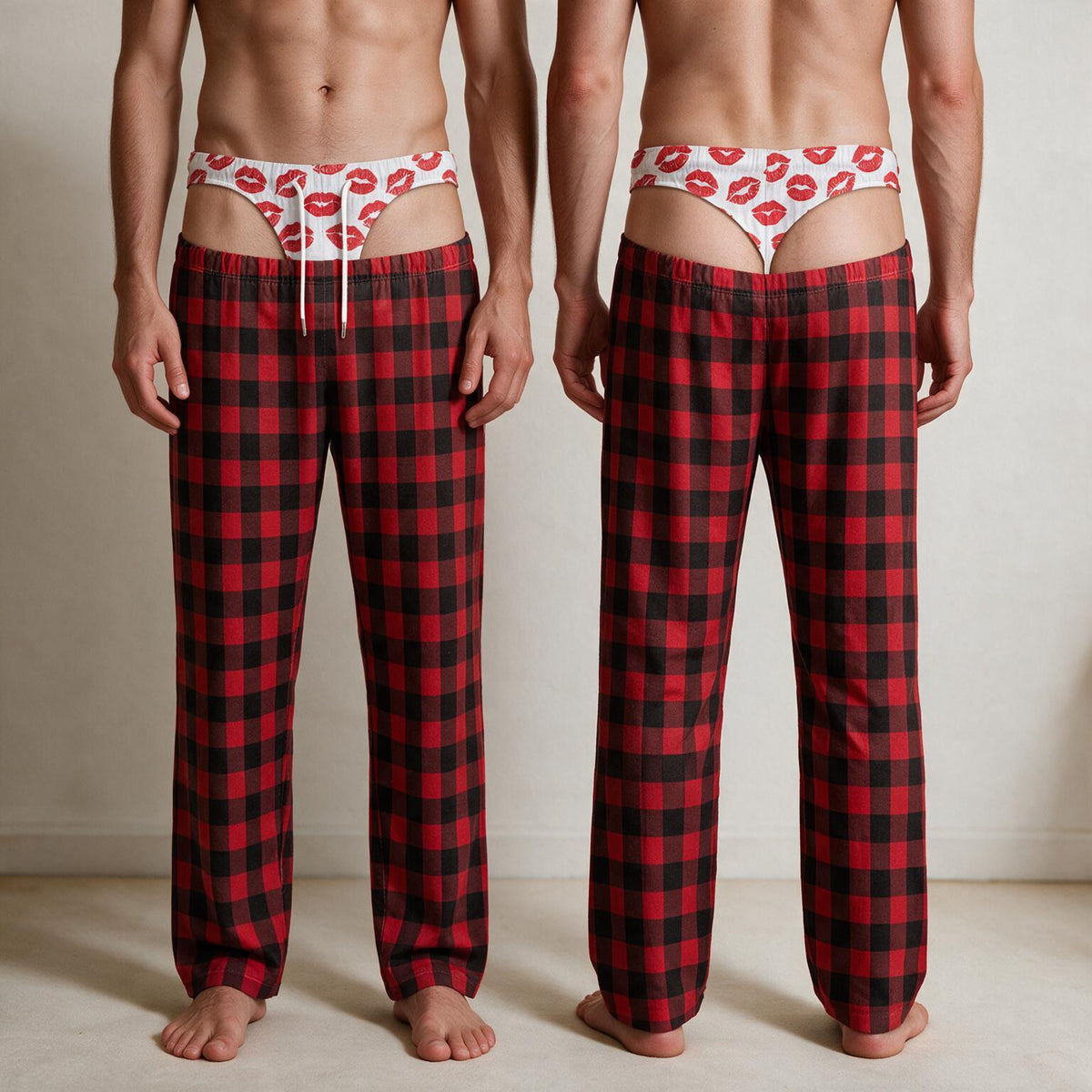 Custom Funny Plaid Pajama Pants for Men, Fake Butt & Underwear Illusion, Christmas Prank Gift 85546af4-c71b-4631-a887-6de688b12ea3-7.jpg