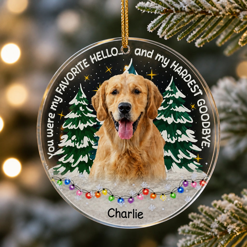 Favorite Hello Hardest Goodbye - Pet Photo Memorial Ornament - Personalized Transparent Acrylic Ornament 8559161f-27d4-4d66-a78f-5718945c59f0.jpg