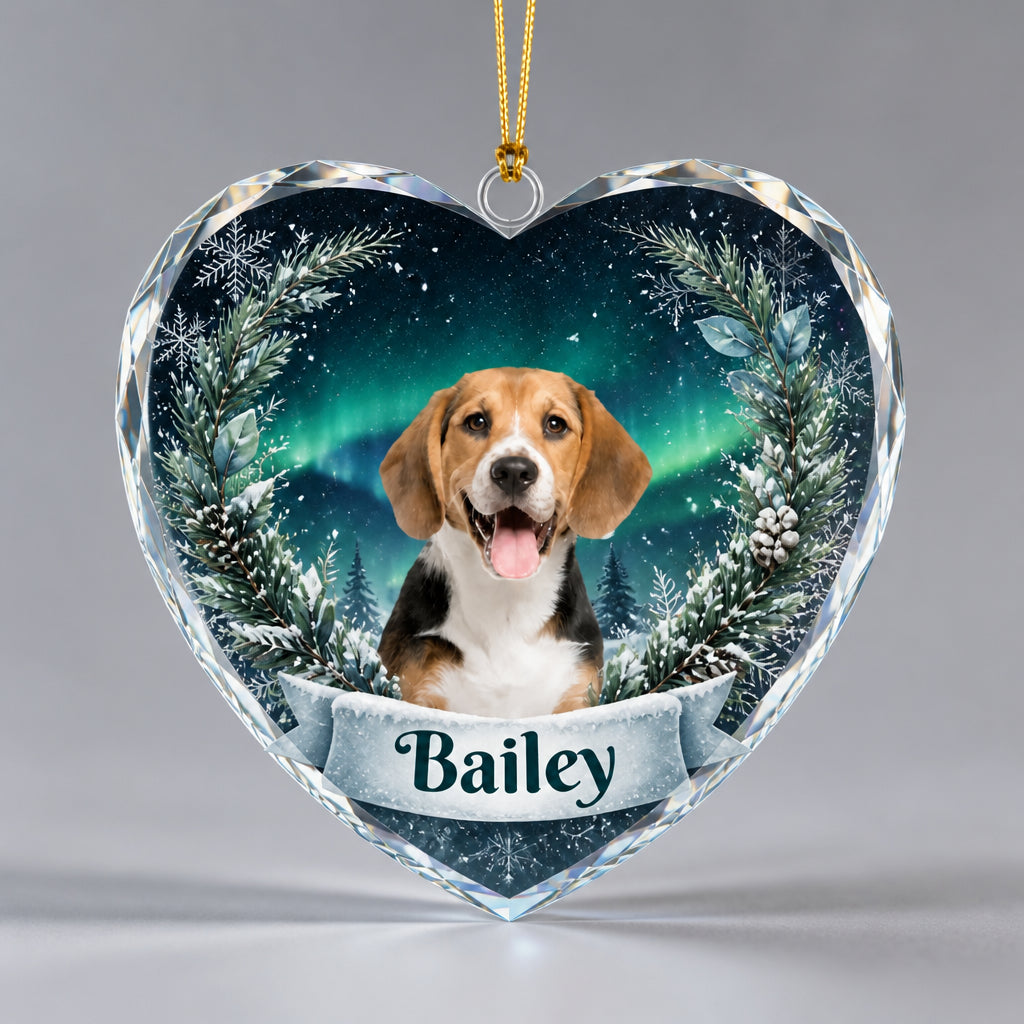 Personalized Pet Photo Heart Crystal Ornament – Winter Forest - Personalized Crystal Ornament 855d7283-5f64-4058-9d52-8628b7c99432.jpg