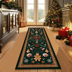 Gingerbread Christmas Runner Rug, Holiday Cookie Pattern Floor Decor, Festive Green Carpet for Kitchen, Hallway or Entryway 85985902-ccb7-440a-a9ab-f685728e50c7-4.jpg