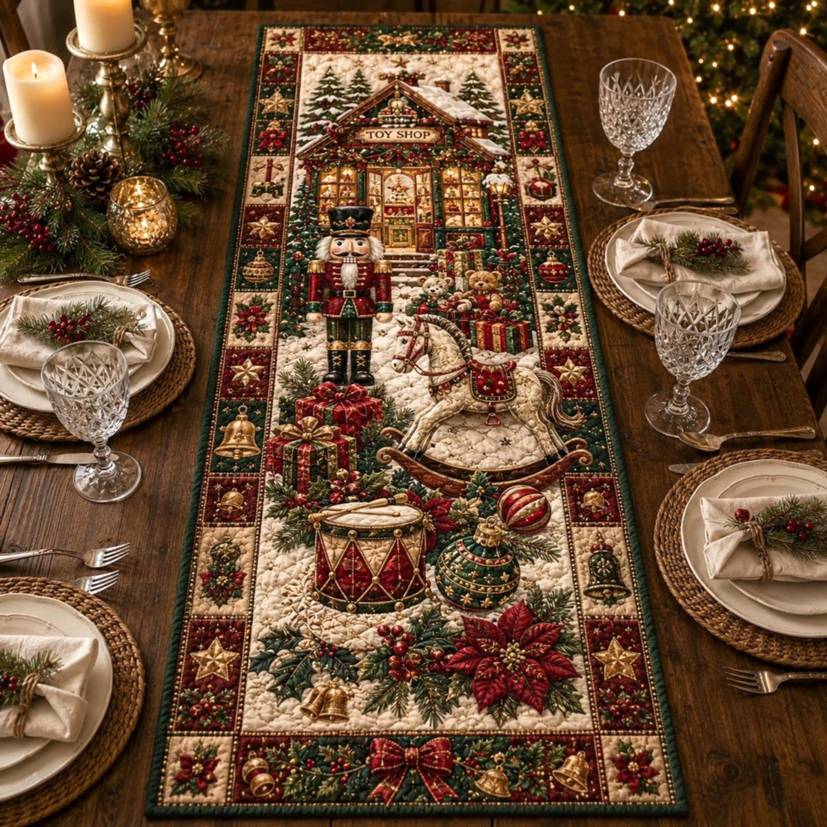 Christmas Quilted Table Runner, Holiday Winter Dining Table Decor, Festive Winter Table Centerpiece, Festive Farmhouse XmasHome Decoration 85acbeab-5a7a-4c7f-80cd-00407650f86b-1.jpg