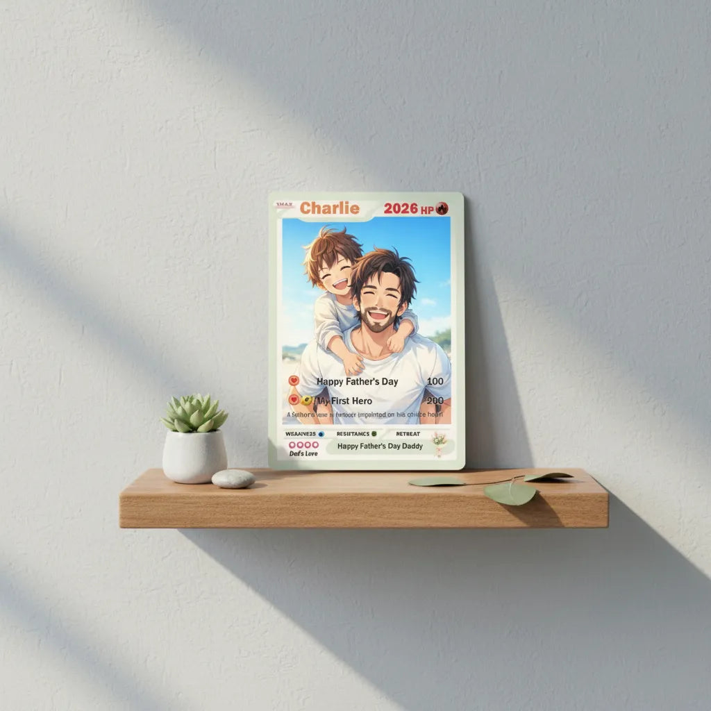Custom Father & Children Trading Card For Dad, Father's Day