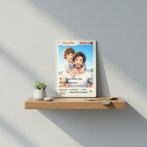 Custom Father & Children Trading Card For Dad, Father's Day
