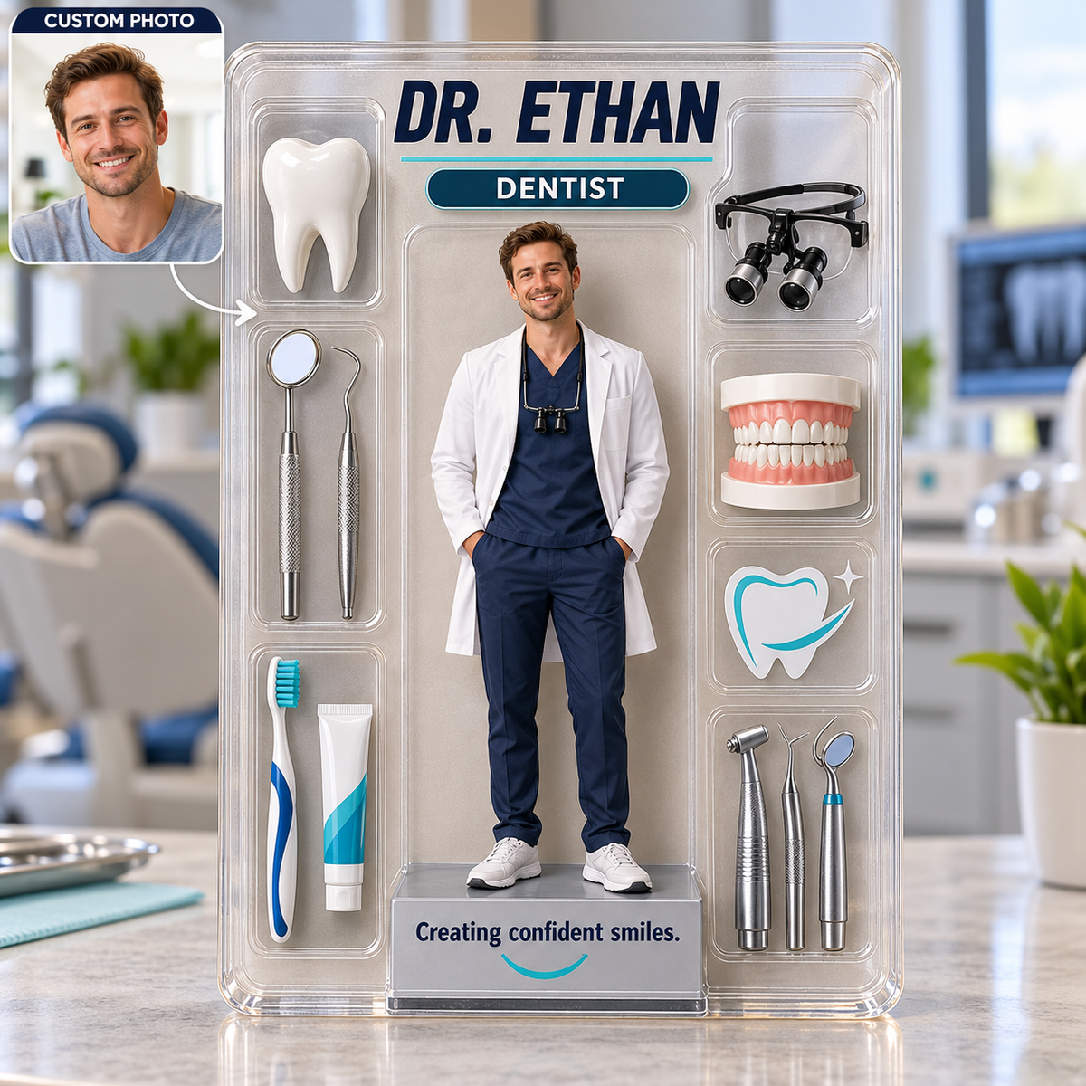 Personalized Dentist Custom Shape Acrylic Table Sign, Custom Photo & Name Desk Decor, Dental School Graduation & Dentist Appreciation Gift 85e60475-515b-46ba-bd62-4fb5446ebc5c-2.png