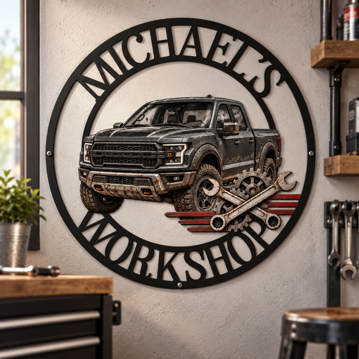 Custom Photo, Name Garage Mechanic Shaped Metal Sign - Personalized Birthday Gifts For Husband, Son, Grandson, Brother, Grandpa, Dad, Yourself, Garage Mode On 86051797-cfee-4586-b17a-dbd3df14c7c6-l1.png