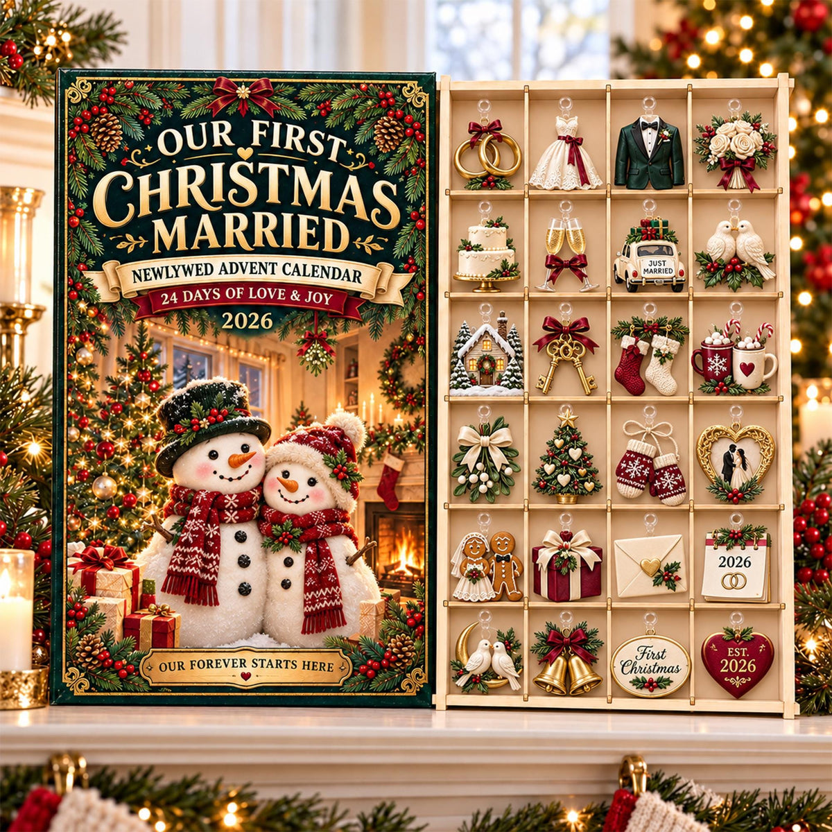 Personalized Newlywed Advent Calendar, First Christmas Married Gift,24 Day Wedding Countdown,Couple Christmas Ornament Set, Anniversary Gift 860d8290-4ada-4f91-9806-17aa91a5b2fa-il_fullxfull.8603223706_qyhr.jpg