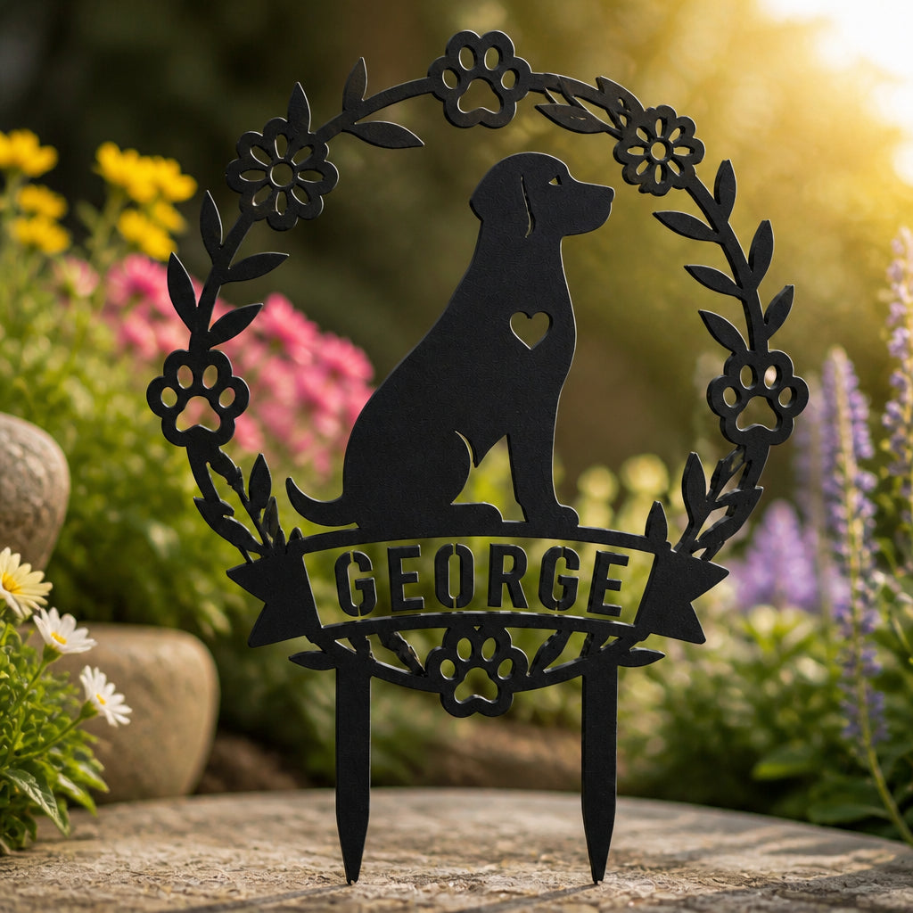 Personalized Dog Heart Wreath Cut Metal Garden Stake - Personalized Cut Metal Sign 86389fff-5485-4fcc-982e-89f594614147.jpg