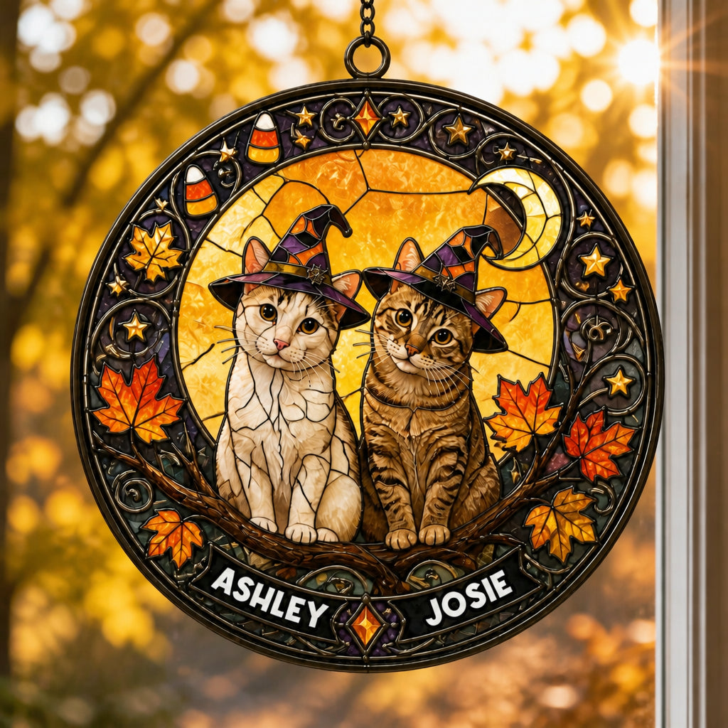 Halloween Stained-Glass Pet Suncatcher – Upload 1–2 Pets + Names - Personalized Suncatcher Stained Glass 863c5e56-af22-4436-adc2-8788b4b938df.jpg