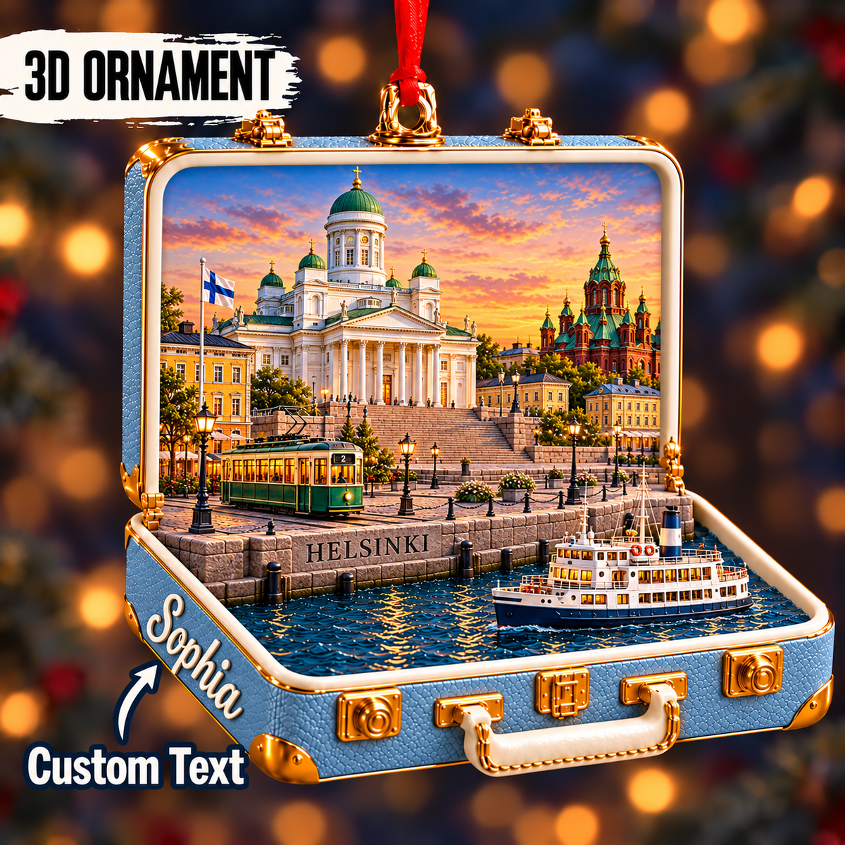 Personalized 3D Helsinki Cathedral Suitcase Christmas Ornament – Helsinki Finland Travel Souvenir & Gift for Helsinki Lovers 86420b7e-9ef2-4ca6-a7dd-002d16ad791f-Helsinki-Cathedral-in-an-Ice-Blue-Suitcase.png