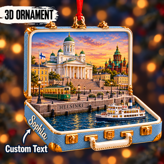 Personalized 3D Helsinki Cathedral Suitcase Christmas Ornament – Helsinki Finland Travel Souvenir & Gift for Helsinki Lovers 86420b7e-9ef2-4ca6-a7dd-002d16ad791f-Helsinki-Cathedral-in-an-Ice-Blue-Suitcase.png