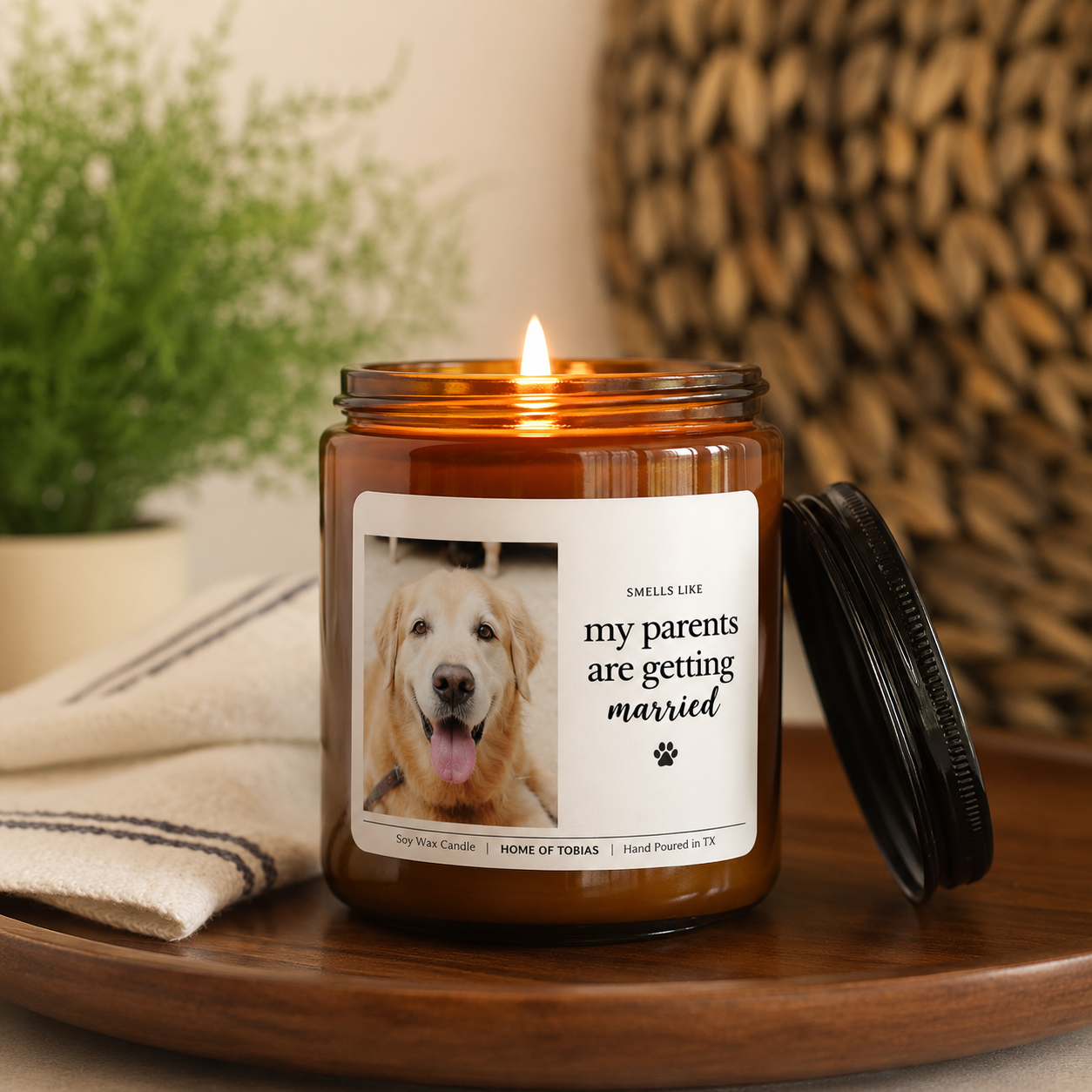 Custom Engagement Pet Candle, Custom Dog Engagement, Personalized Engagement Gifts for Couple, Newly Engaged Gifts, Custom Engaged Gift