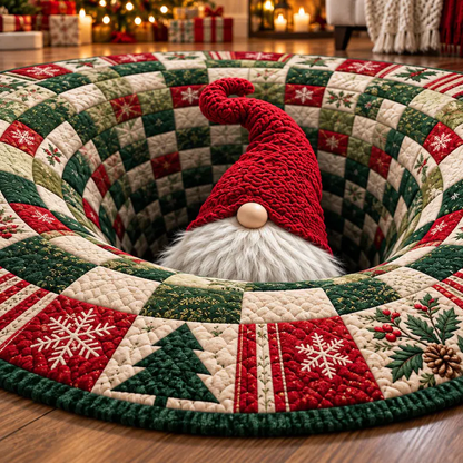 Christmas Gnome 3D Illusion Round Rug, Festive Patchwork Optical Illusion Carpet, Red Green Holiday Area Rug, Winter Home Decor 8644e187-351c-41b5-8b78-216f56adeeb4-d1.png