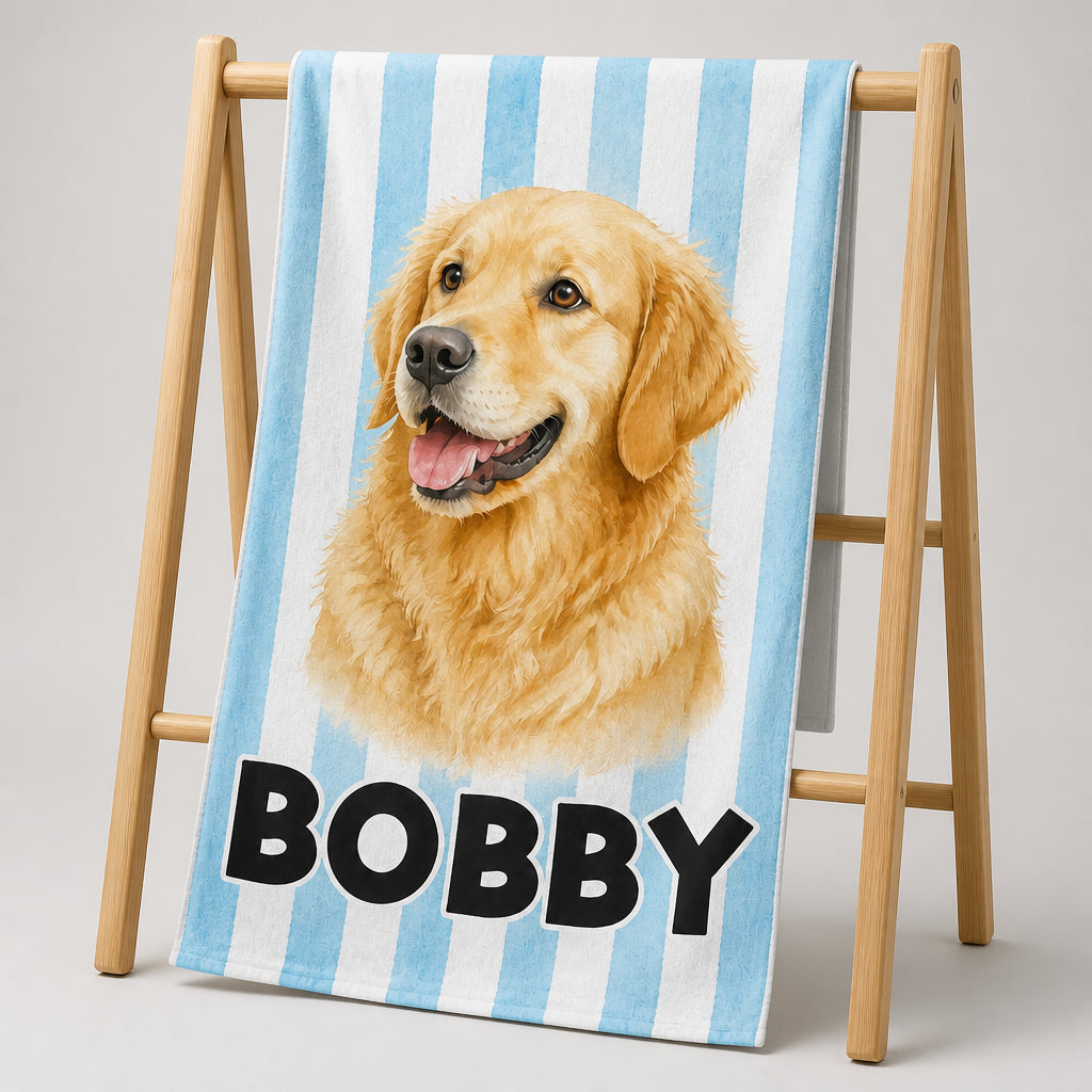 Watercolor Pet Portrait Beach Towel with Name - Personalized Beach Towel 867ea9e7-8f43-4a93-aace-b69e63f24e95.jpg