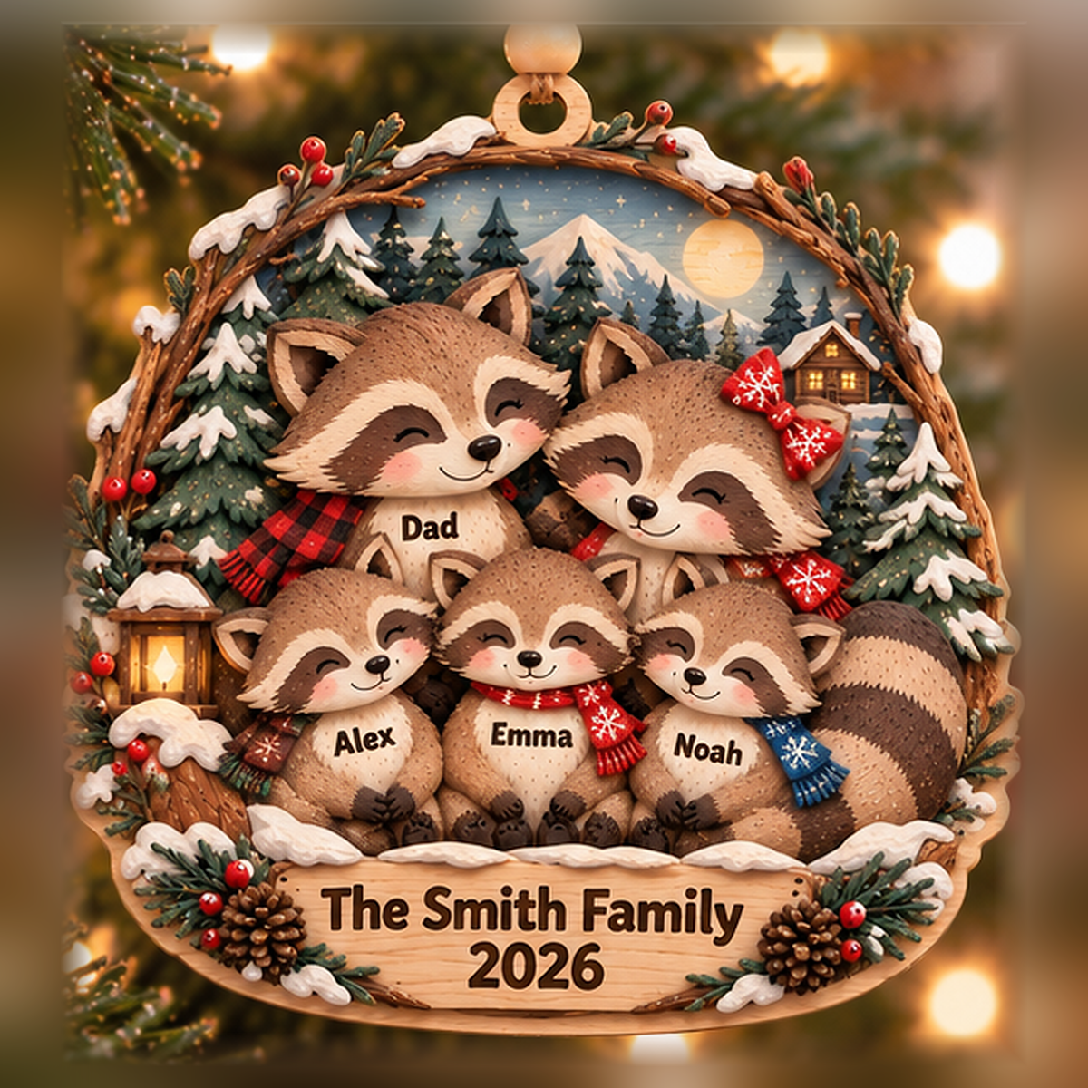 Personalized Raccoon Family Layered Wood Christmas Ornament, Custom Family Name Raccoon Ornament, Woodland Animal Family Keepsake, Christmas Gift 2026 868e53cb-9a95-44b3-b2b4-04ce41a48e02-raccoon_family_5_members_2026_1200.png