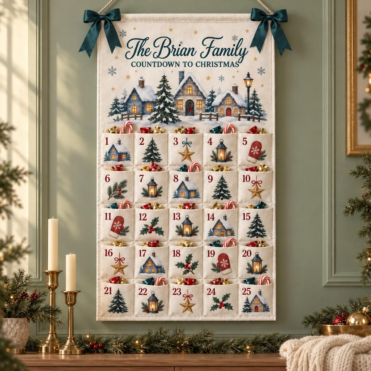 Personalized Christmas Advent Calendar, Winter Village Canvas Wall Hanging with 25 Pockets, Reusable Family Name Countdown and Holiday Decor 869a355e-34ec-4953-9ab1-77bd5927425d-il_1588xN.8601262287_3err.jpg
