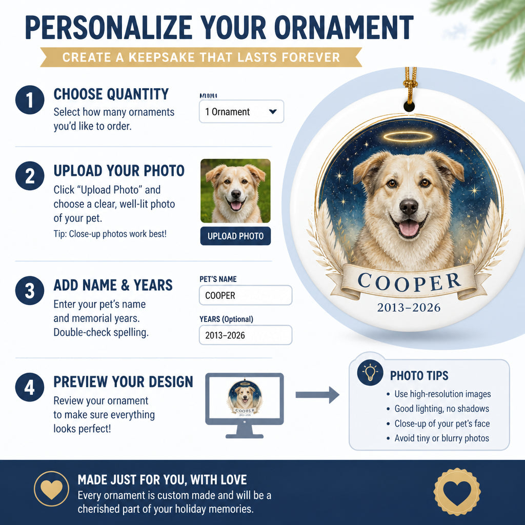 Custom Pet Memorial Angel Ornament – Photo to Art with Name & Years - Personalized Aluminum Ornament 86b90ac6-7a71-4235-9680-e00f577ef455.jpg