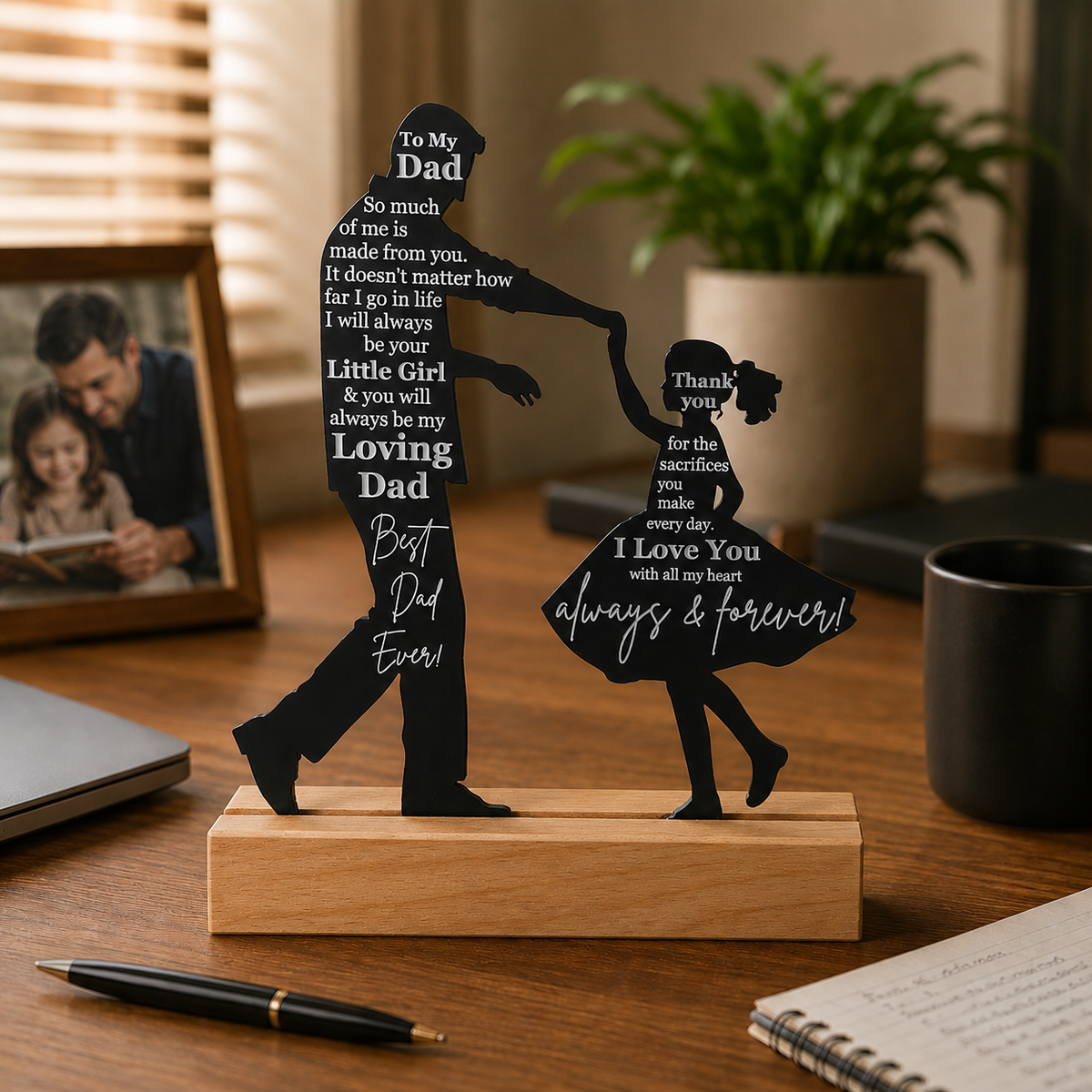 Dad Gifts from Daughter for Birthday Father's Day Christmas Valentine's Day Easter Present - Meaningful Sentimental Dancing Acrylic Plaque Keepsake Desk Decor for Bonus Step Papa Daddy