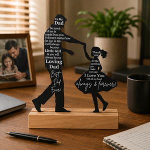 Dad Gifts from Daughter for Birthday Father's Day Christmas Valentine's Day Easter Present - Meaningful Sentimental Dancing Acrylic Plaque Keepsake Desk Decor for Bonus Step Papa Daddy