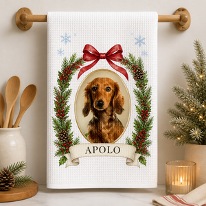 Holiday Pet Photo Cameo Kitchen Towel - Personalized Kitchen Towel 870daafa-5995-40c4-a90a-713d9c5e0c9a.png