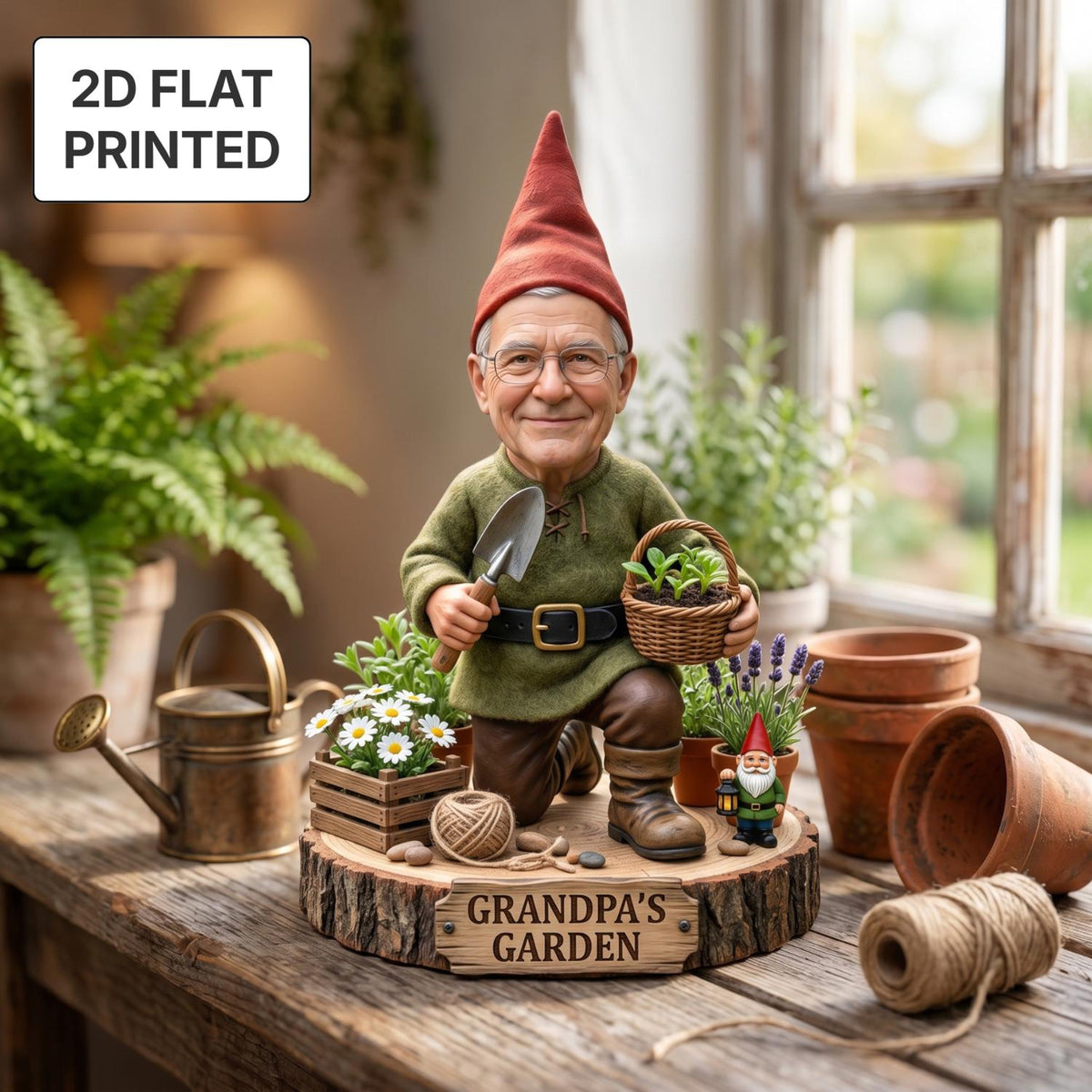 Personalized Garden Gnome 2D FLAT Wooden Block, Custom Photo Face Wood Sign, Gardening Keepsake, Father's Day Gift for Dad & Grandpa 8716b25a-966e-4515-9b73-71b151059f19-4.jpg