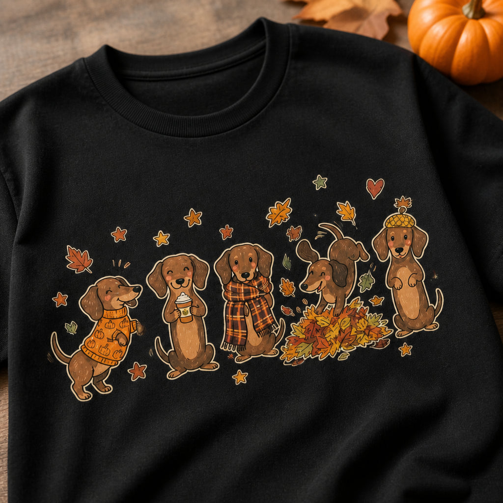 Autumn Dachshund Wreath Tee - T-shirt 871de4de-88fa-4772-862f-be2221b1938a.jpg