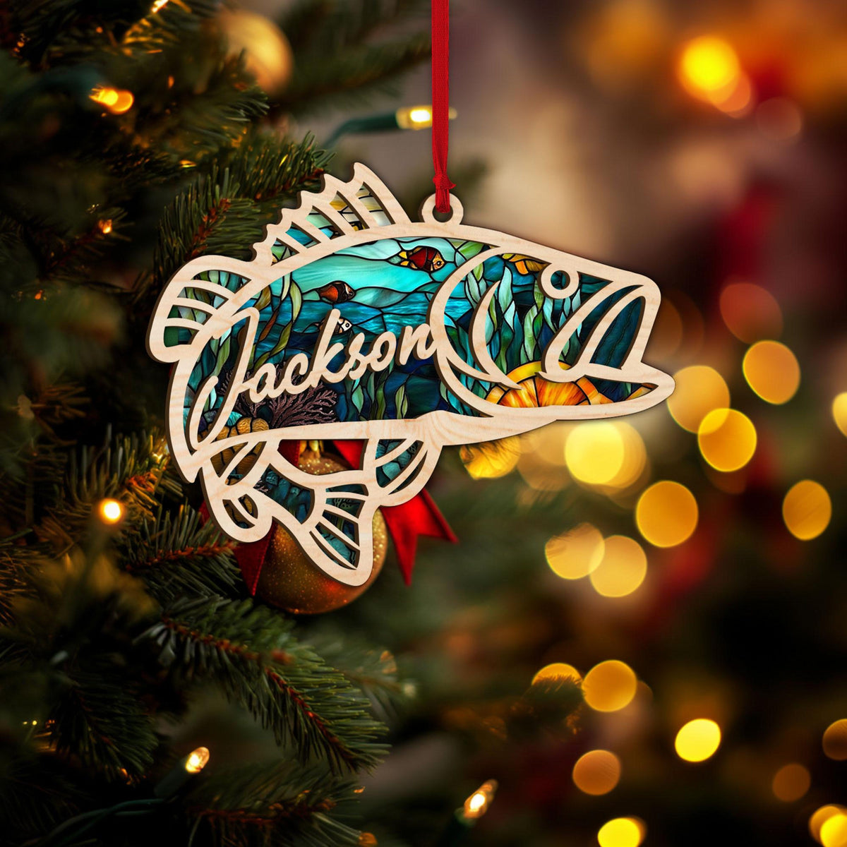 Personalized Fishing Layered Wood Ornament, Custom Fishing Christmas Tree Ornament, Bass Fish Ornament, Xmas Gift for Dad, Husband,Fisherman 8745427a-ecb9-4459-b45d-6903d1324db1-4.jpg