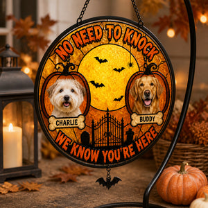Halloween No Need To Knock Doormat – 2 Pet Photos & Names - Personalized 1 Layered Suncatcher with Charm 8753a9f6-abbd-4d69-8164-4fd7d32fa232.jpg