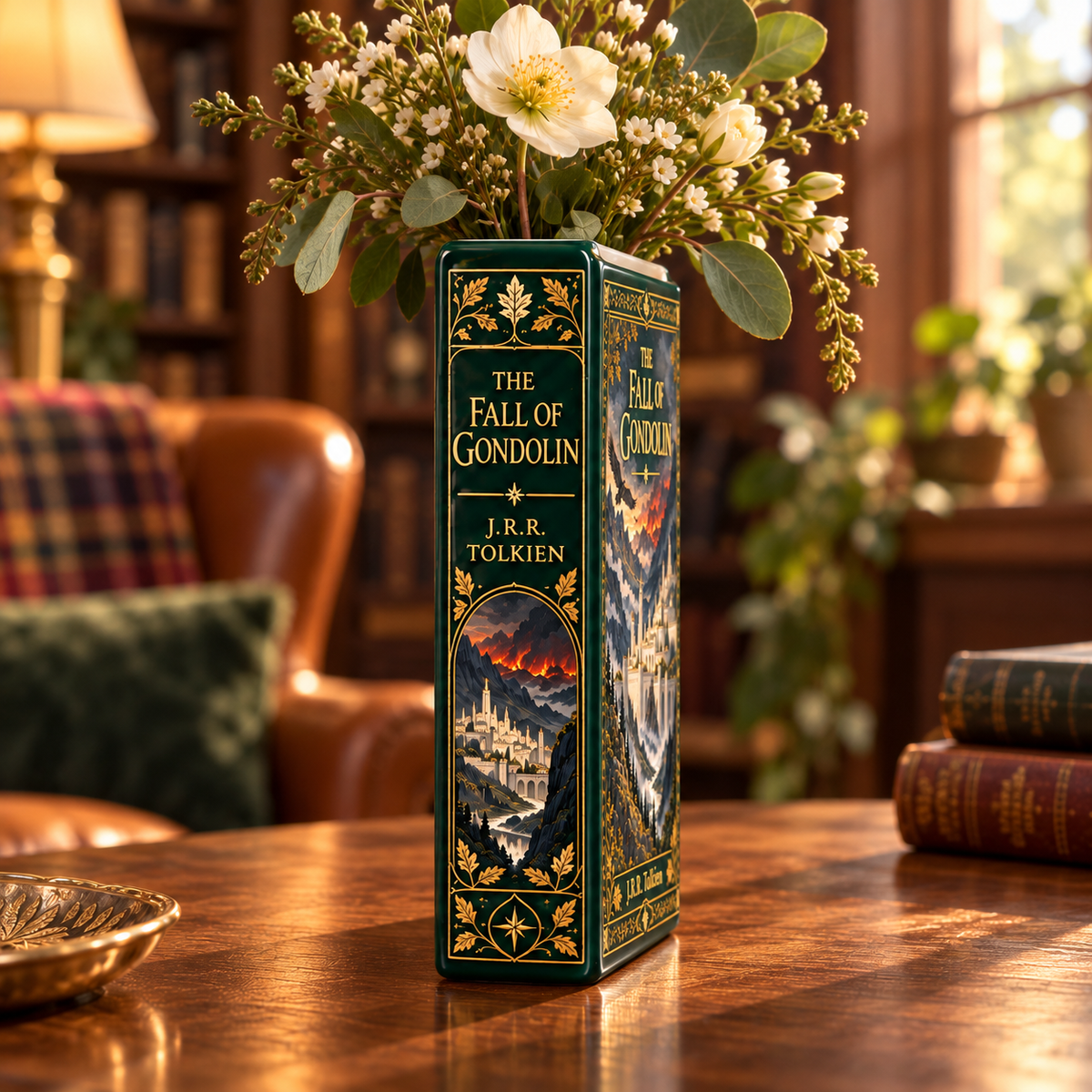 The Fall of Gondolin Ceramic Book Vase – Tolkien Inspired Flower Vase, Fantasy Bookshelf Decor 875956e9-d834-453e-a6d4-19a218c2e241-the-fall-of-gondolin-2.png