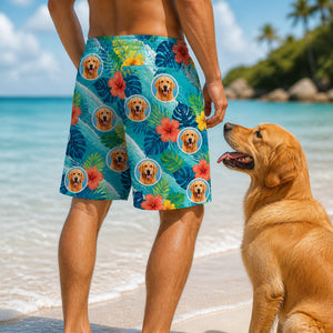Custom Pet Face Tropical Wave Beach Shorts - Personalized Beach Short 8767943f-2d42-431e-81b2-6371bee8f432.jpg