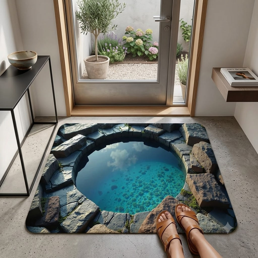 3D Optical Illusion Blue Pool Doormat, Stone Crack Pond Print Front Door Mat, Non Slip Washable Indoor Entrance Rug for Entryway Home Decor. 8768a6b1-9675-46d0-9b62-25c235dbd9b8-1447db55-ae35-4692-b8c3-d8f6f7161943.jfif
