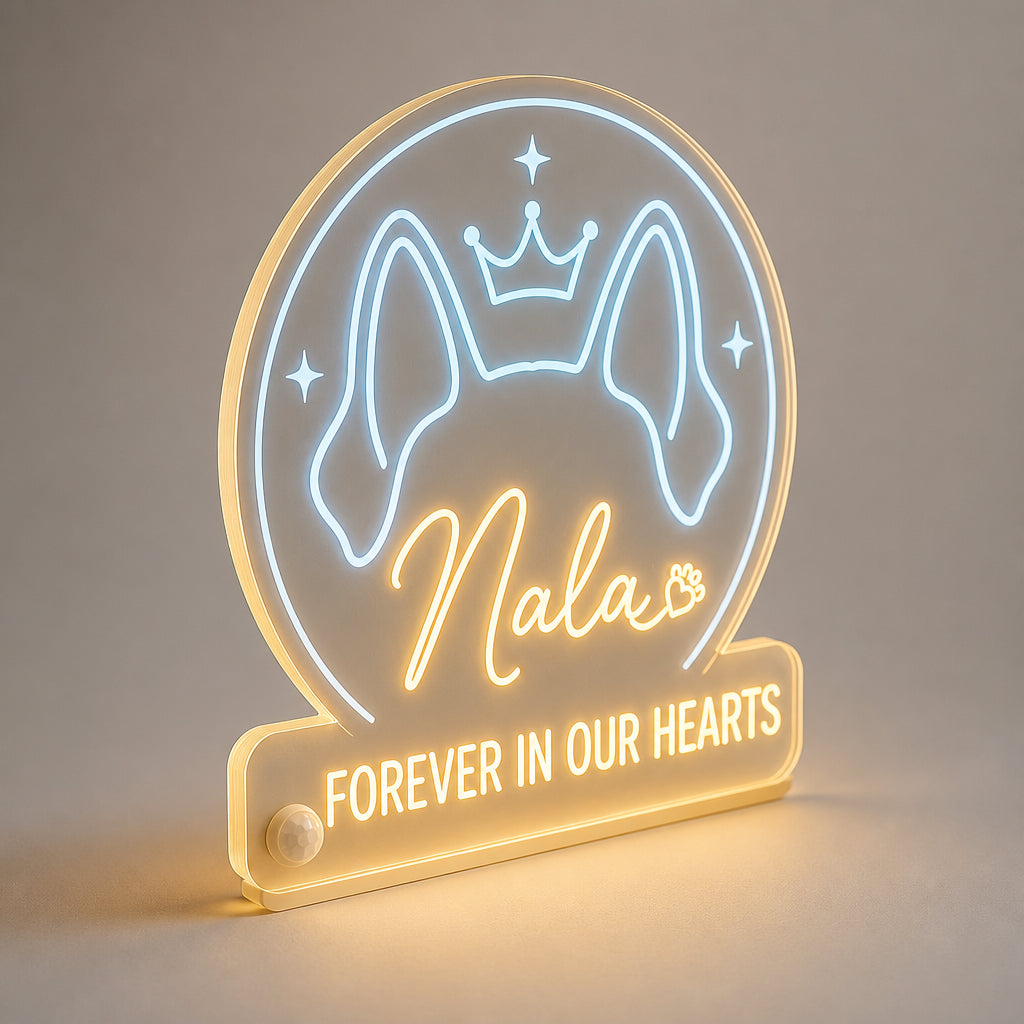 Pet Memorial Neon Night Light — Forever In Our Hearts (Name) - Personalized Acrylic Night Light 877099a7-b973-4a4f-95b4-1a3c8080f38a.jpg